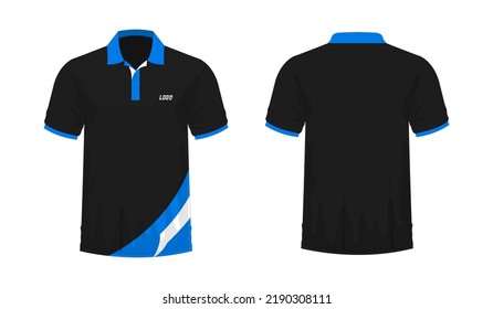 T-shirt Polo blue and black template for design on white background. Vector illustration eps 10.