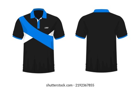 T-shirt Polo blue and black template for design on white background. Vector illustration eps 10.