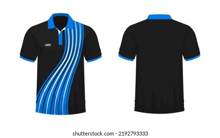 T-shirt Polo blue and black template for design on white background. Vector illustration eps 10.