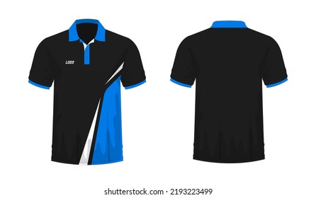 T-shirt Polo blue and black template for design on white background. Vector illustration eps 10.