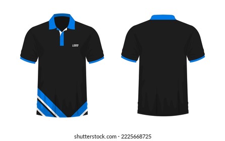 T-shirt Polo blue and black template for design on white background. Vector illustration eps 10.