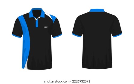 T-shirt Polo blue and black template for design on white background. Vector illustration eps 10.