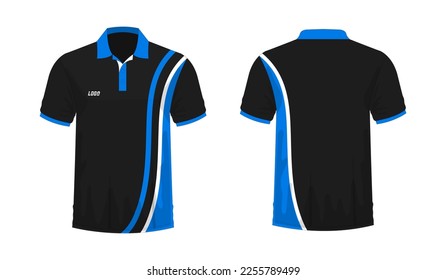 T-shirt Polo blue and black template for design on white background. Vector illustration eps 10.