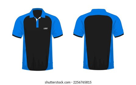 T-shirt Polo blue and black template for design on white background. Vector illustration eps 10.