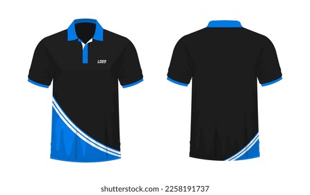 T-shirt Polo blue and black template for design on white background. Vector illustration eps 10.