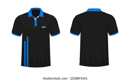 T-shirt Polo blue and black template for design on white background. Vector illustration eps 10.