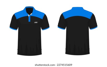 T-shirt Polo blue and black template for design on white background. Vector illustration eps 10.