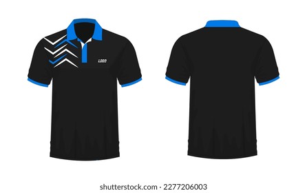 T-shirt Polo blue and black template for design on white background. Vector illustration eps 10.