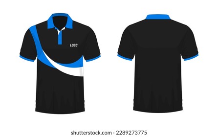 T-shirt Polo blue and black template for design on white background. Vector illustration eps 10.