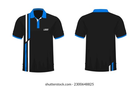 T-shirt Polo blue and black template for design on white background. Vector illustration eps 10.