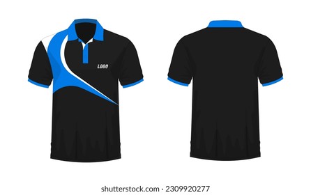 T-shirt Polo blue and black template for design on white background. Vector illustration eps 10.