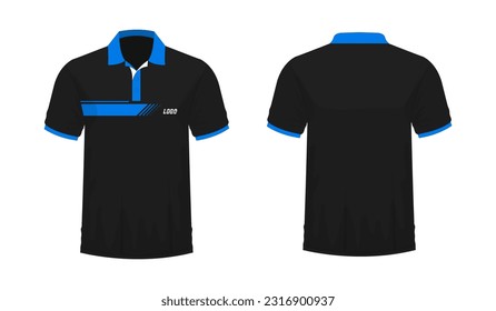 T-shirt Polo blue and black template for design on white background. Vector illustration eps 10.