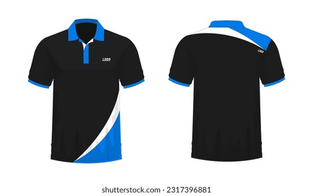 T-shirt Polo blue and black template for design on white background. Vector illustration eps 10.