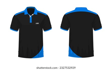 T-shirt Polo blue and black template for design on white background. Vector illustration eps 10.