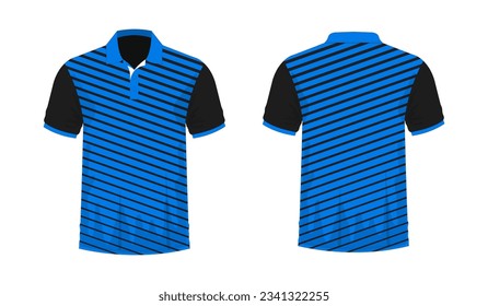 T-shirt Polo blue and black template for design on white background. Vector illustration eps 10.