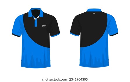 T-shirt Polo blue and black template for design on white background. Vector illustration eps 10.