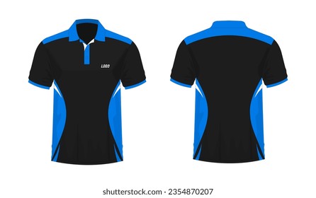 T-shirt Polo blue and black template for design on white background. Vector illustration eps 10.