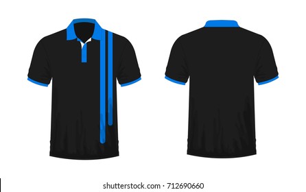 T-shirt Polo blue and black Template for design on white background. Vector illustration eps 10.