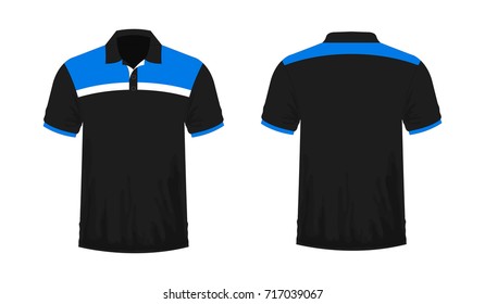 T-shirt Polo blue and black template for design on white background. Vector illustration eps 10