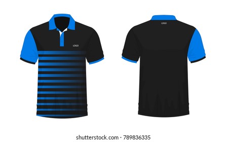 T-shirt Polo blue and black template for design on white background. Vector illustration eps 10.