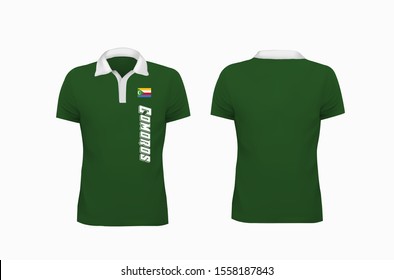 T-shirt Polo Comoros flag template for design on white background. Vector illustration eps 10.