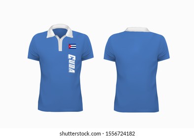 T-shirt Polo Cuba flag template for design on white background. Vector illustration eps 10.