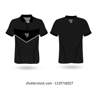 T-shirt Polo design sport with Black stripe and logo Template for design on white background. Vector illustration eps 10.