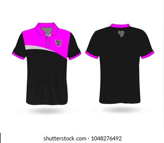 T-shirt Polo design sport with Pink stripe and logo Template for design on white background. Vector illustration eps 10.