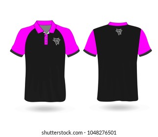 T-shirt Polo design sport with Pink stripe and logo Template for design on white background. Vector illustration eps 10.
