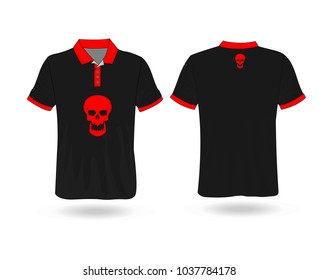 T-shirt Polo design sport with Red skull logo Template for design on white background. Vector illustration eps 10.