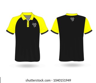 T-shirt Polo design sport with Yellow stripe and logo Template for design on white background. Vector illustration eps 10.