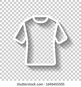 T-shirt or polo dress, outline design. White icon with shadow on transparent background