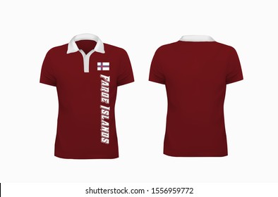 T-shirt Polo Faroe Islands flag template for design on white background. Vector illustration eps 10.