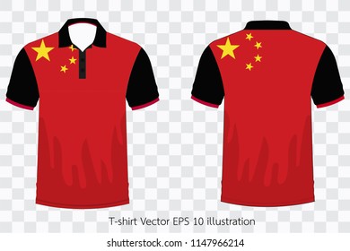  T-shirt Polo flag CHINA ,isolated on transparent background.Vector eps 10