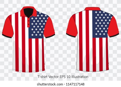  T-shirt Polo flag United States of America ,isolated on transparent background.Vector eps 10