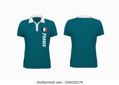 T-shirt Polo France flag template for design on white background. Vector illustration eps 10.
