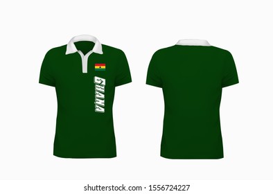 T-shirt Polo Ghana flag template for design on white background. Vector illustration eps 10.