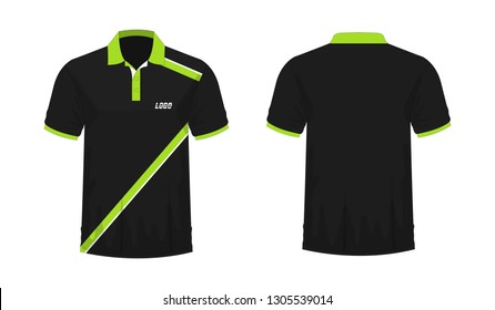 T-shirt Polo green and black template for design on white background. Vector illustration eps 10.