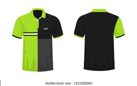 T-shirt Polo green and black template for design on white background. Vector illustration eps 10.