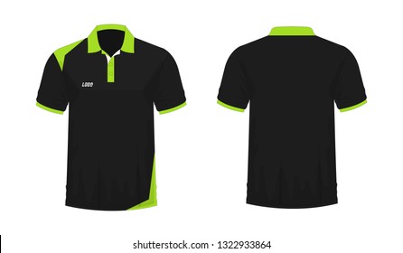 T-shirt Polo green and black template for design on white background. Vector illustration eps 10.