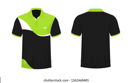 T-shirt Polo green and black template for design on white background. Vector illustration eps 10.