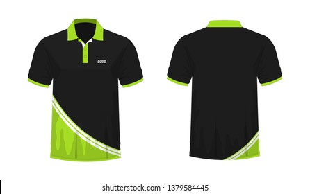 T-shirt Polo green and black template for design on white background. Vector illustration eps 10.