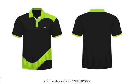 T-shirt Polo green and black template for design on white background. Vector illustration eps 10.