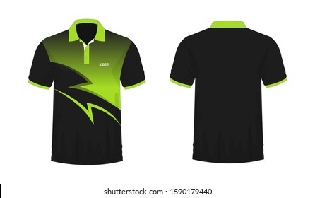 T-shirt Polo green and black template for design on white background. Vector illustration eps 10.