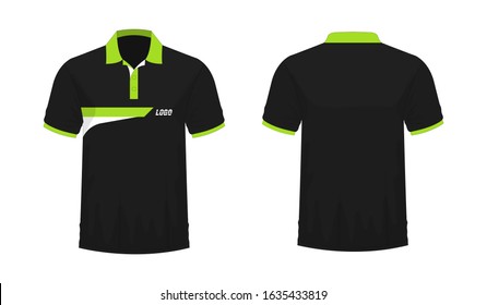 T-shirt Polo green and black template for design on white background. Vector illustration eps 10.