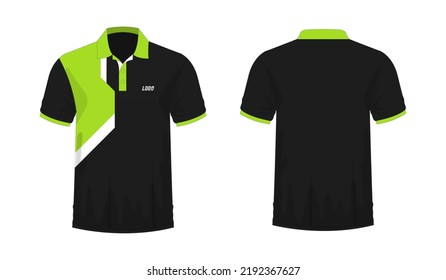 Camiseta Polo, plantilla de color verde y negro para el diseño sobre fondo blanco. Ilustración vectorial eps 10.