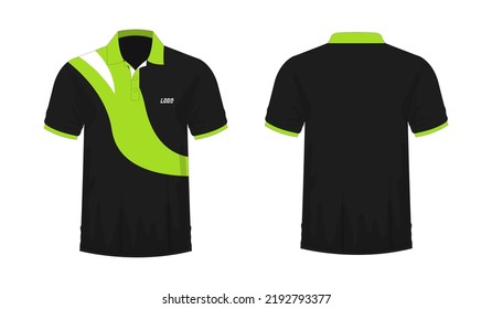 T-shirt Polo green and black template for design on white background. Vector illustration eps 10.