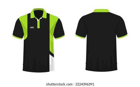 T-shirt Polo green and black template for design on white background. Vector illustration eps 10.