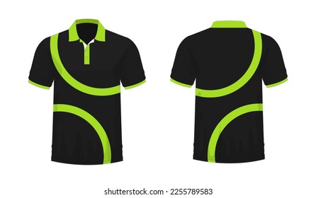 T-shirt Polo green and black template for design on white background. Vector illustration eps 10.