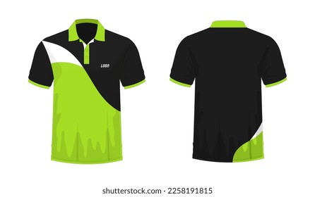 T-shirt Polo green and black template for design on white background. Vector illustration eps 10.